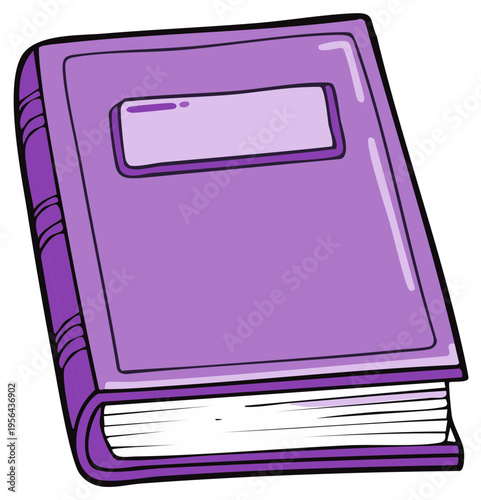 Purple Closed Book with Label on Cover for Writing or Notes