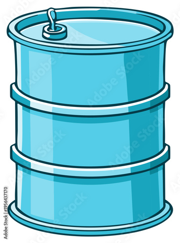 Cartoon Blue Oil Barrel Isolated on a White Background in Vector Format