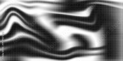 Grunge halftone gradient background. Faded grit noise texture. White and black sand wallpaper. Retro pixelated backdrop.