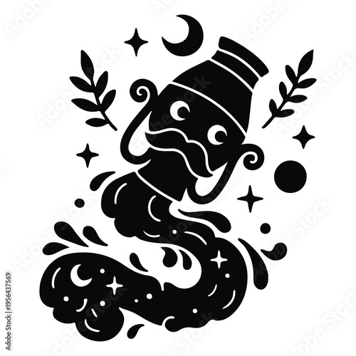 Aquarius Zodiac Water Bearer Celestial Astrology Vector Design