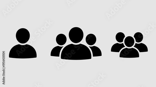 black human silhouette icons representing groups and interactions Keywords: group, people, icon, silhouette, man