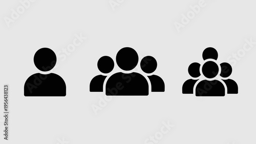 black human silhouette icons representing groups and interactions Keywords: group, people, icon, silhouette, man