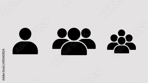 black human silhouette icons representing groups and interactions Keywords: group, people, icon, silhouette, man