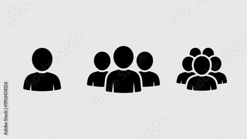 black human silhouette icons representing groups and interactions Keywords: group, people, icon, silhouette, man
