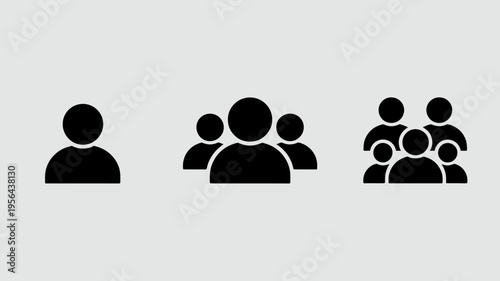 black human silhouette icons representing groups and interactions Keywords: group, people, icon, silhouette, man