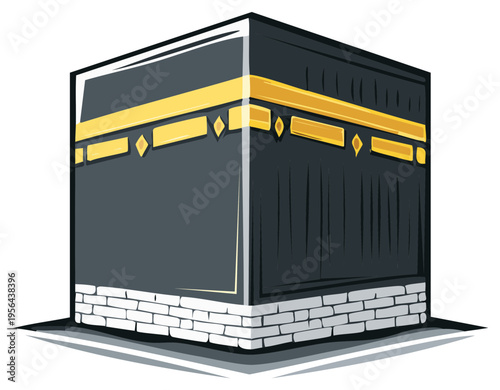 Holy Kaaba cube building vector illustration a sacred symbol of Islam and pilgrimage