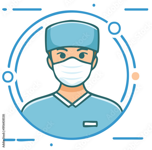 Healthcare worker wearing blue uniform and protective face mask professional avatar