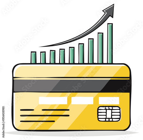 Credit card with rising financial growth chart symbol