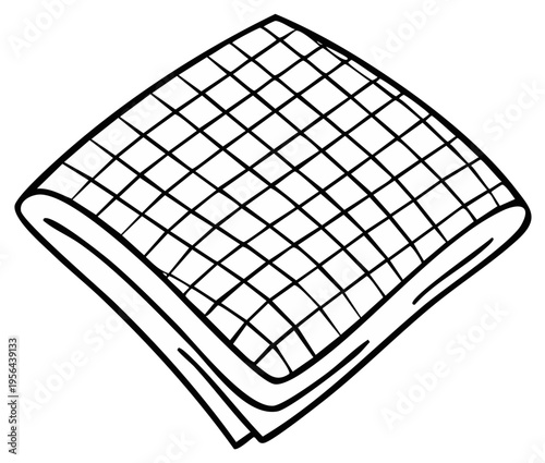 Drawn checkered napkin illustration, isolated on white, kitchenware item