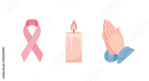 Pink Ribbon Candle Praying Hands Symbolism.