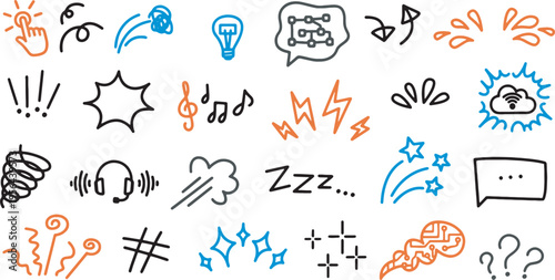 colorful line icons for digital communication and emotions