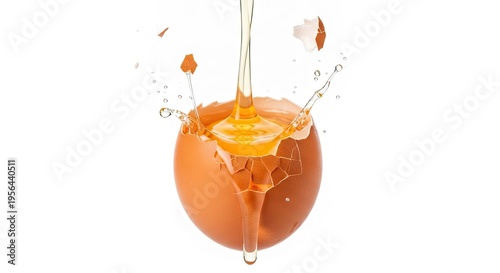 Cracked Egg Splash with Yolk and White Splattering - Isolated