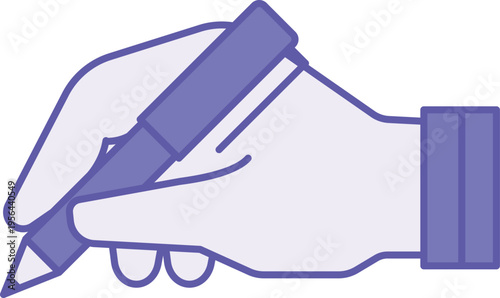 Colored Writing Icon. Vector Icon. Human Hand Writing Text with a Pen. School, Learning to Write, Calligraphy