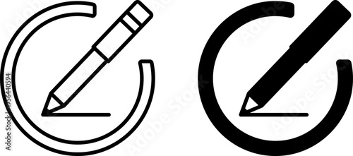 Compose Icons. Line and Glyph Vector Icons. Pen Writing. Drawing or Text Creation. Writing Concept