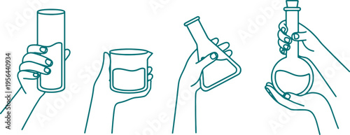 Hands holding laboratory glassware equipment