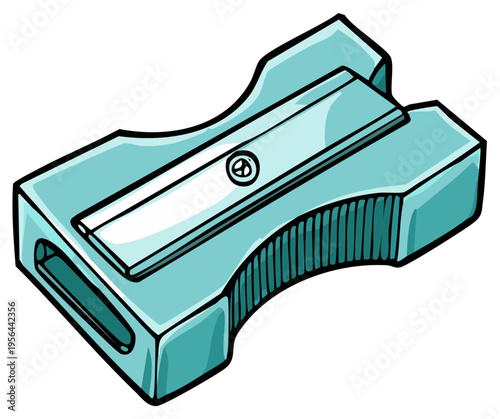 Cyan pencil sharpener with metal blade for school supplies and back to school art supplies