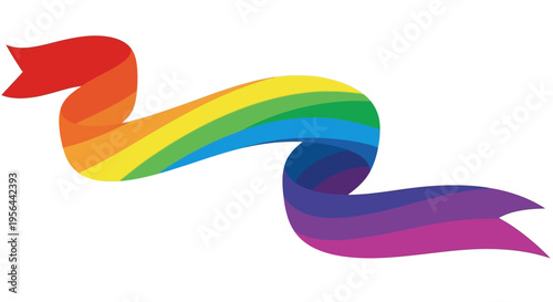 Rainbow Ribbon Waving in White Space.
