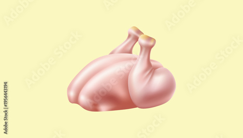 Digital illustration of whole raw chicken used as food graphic element for butcher shop packaging restaurant menu design poultry ingredient artwork