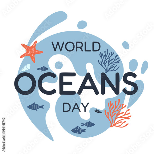World oceans day vector illustration