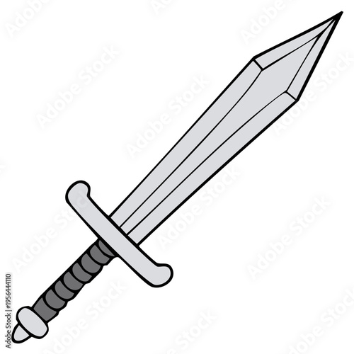 Sharp Steel Gladius Sword with a Grey Handle and Simple Guard for Combat and Adventure