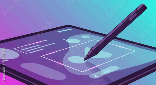 Digital creativity concept with stylus pen on graphic tablet for designers innovation