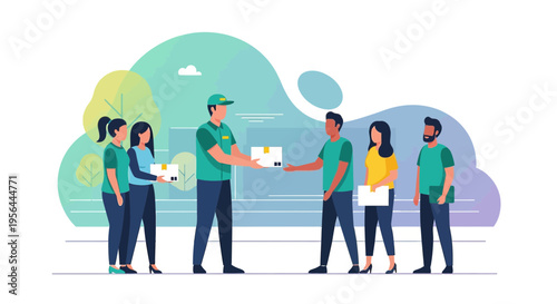 Depiction of seamless delivery service connecting people and products efficiently with modern