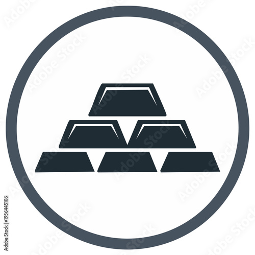 Illustration of stacked gold bars in a circle, depicting wealth, finance and savings