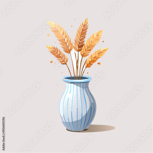 Minimalistische Vase mit Trockenblumen auf hellem Hintergrund