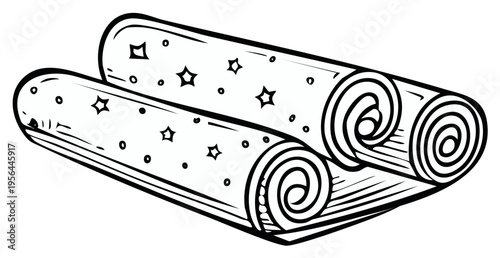 Rolled Up Gift Wrapping Paper with Star Pattern