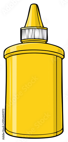 Bright Yellow Bottle with Dispenser Top for Squeeze Condiment or Sauce Container