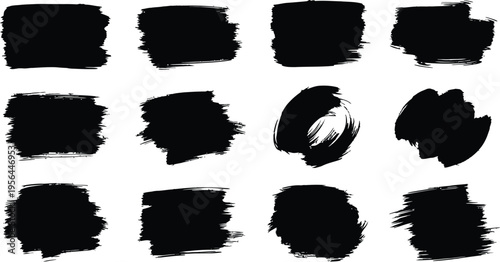 Collection of black brush strokes on white background