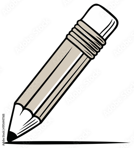 Pencil Drawing a Line, Graphite Writing Tool with Eraser on Top