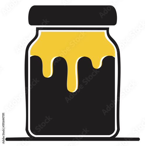 Delicious honey drips from a jar vector illustration, healthy food sweetener, natural nectar for breakfast