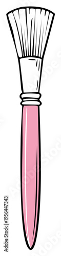 Pink cosmetic brush illustration for makeup powder applying or facial mask beauty treatment