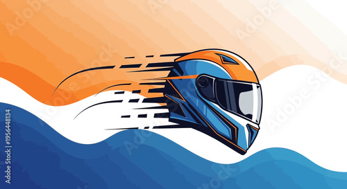 Dynamic design of a streamlined racing helmet symbolizing speed and adrenaline rush adventure