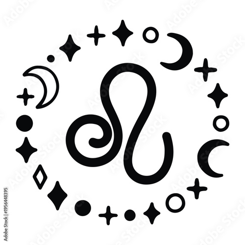 Leo Zodiac Symbol Celestial Circle Astrology Vector Design