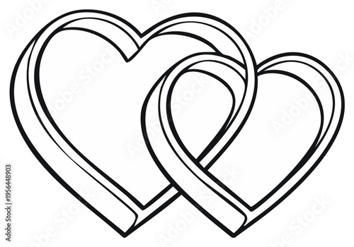 Intertwined black and white hearts symbolizing love, connection, and relationships.