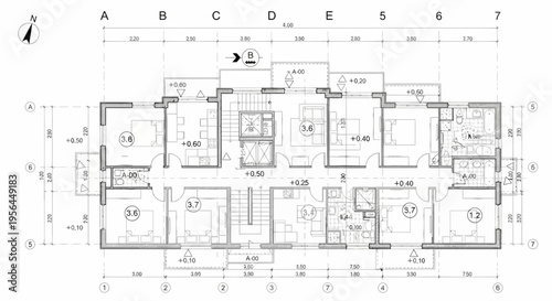 Detailed architectural floor plan drawing