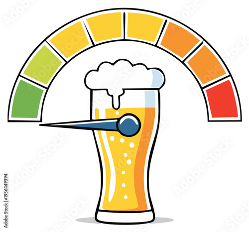 Beer level gauge showing moderate consumption measurement with a frothy glass