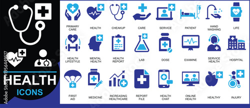 Health Logo Icons Medical Healthcare Hospital Clinic Doctor Cross Heart Pulse Pharmacy Wellness Medicine Vector Design Symbols for Branding Identity Template Collection Modern Clean Style
