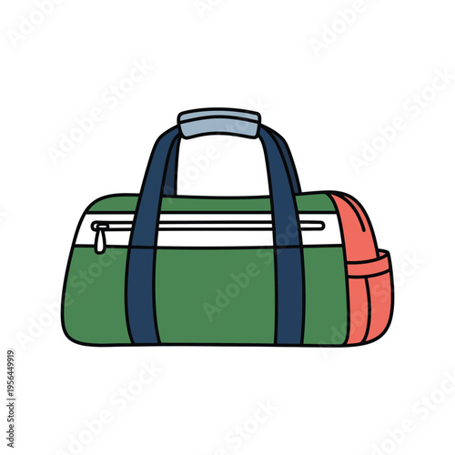 Sport duffel bag vector illustration isolated on white, gym travel accessory clipart