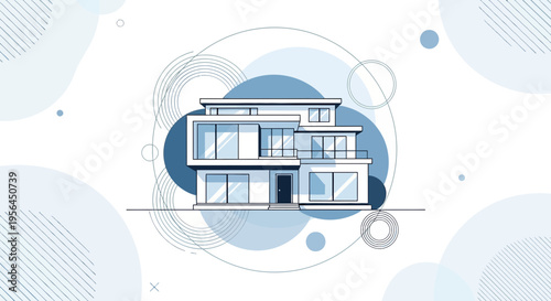 Elegant home architectural design showcasing contemporary style with geometric elements