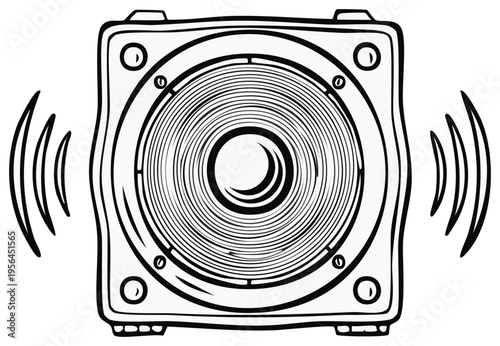 Speaker Icon Doodle Sound Waves Audio Music Entertainment Outline