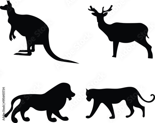 Wild Animal Silhouette Vector Set