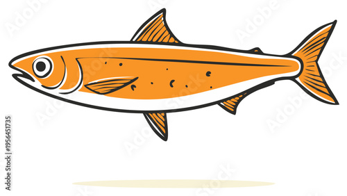 Vibrant Hand Drawn Herring Illustration Fresh Catch Seafood Market Graphic Icon