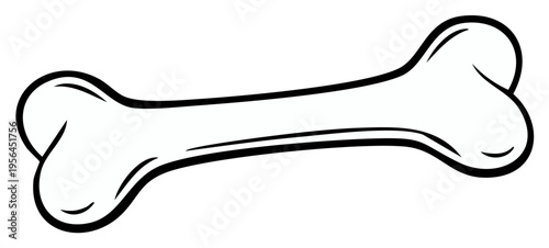 Classic cartoon bone isolated on white simple vector illustration