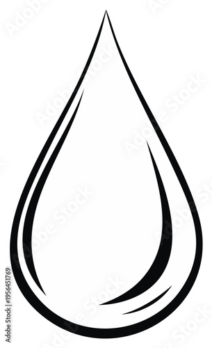 Minimalist black and white illustration of a water drop showing purity and natural moisture essential element
