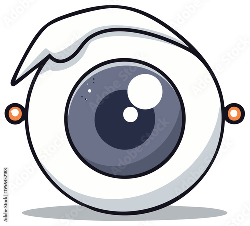 Cute cartoon eyeball character looking forward with expressive eye