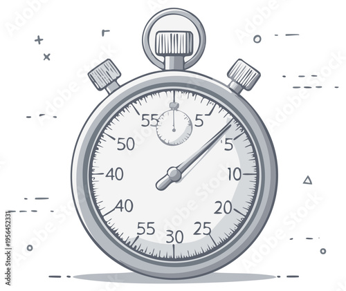 Classic stopwatch measuring elapsed time with detailed dial and hands on a clean background