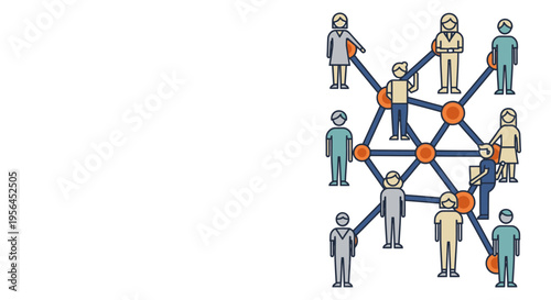 networking concept with connected people and lines